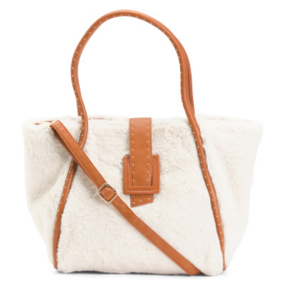 Faux shearling tote